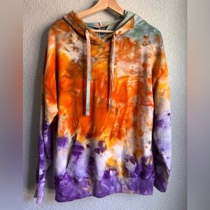 Buffalo David Bitton Hoodie Size Large Ice Dyed Green, Orange, Purple